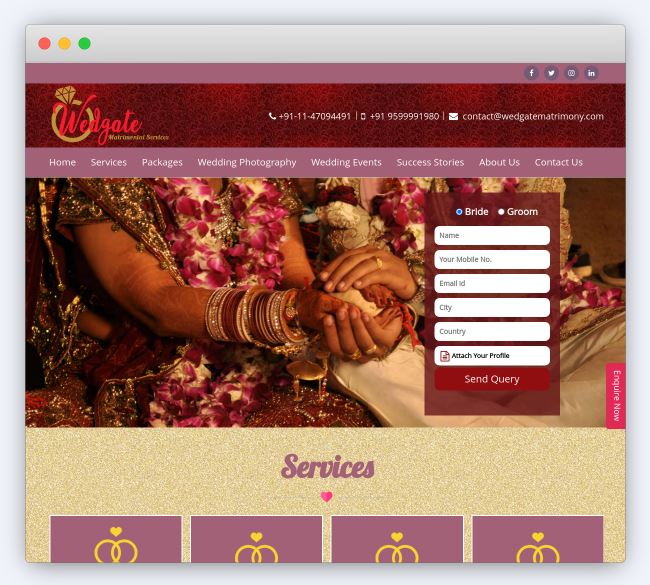 Wedgate Matrimony Website Screenshot