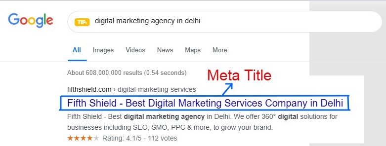 meta title serp view