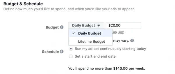 Set Your Budget and Schedule Facebook Campaign